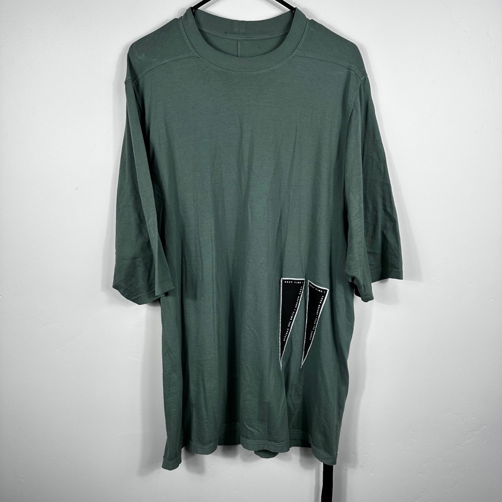 RICK OWENS DRKSHDW OVERSIZED FIT CREW-NECK T-SHIRT LOGOED DETAIL GREEN - MEDIUM - Picture 3 of 8
